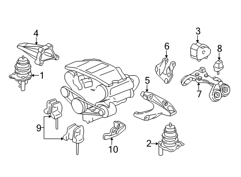 1996 Acura RL Engine & Trans Mounting Bracket, Rear Engine Mounting Diagram for 50827-SZ3-000