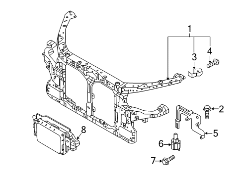 2015 Kia K900 Radiator Support Bracket-Hood Release Cable Diagram for 641583T000