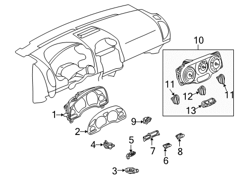 2003 Saturn Vue Instruments & Gauges Heater & Air Conditioner Control Assembly Diagram for 15808976