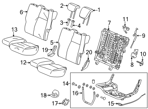 2018 Honda Fit Rear Seat Components Cover, Left Rear Seat Cushion Trim (Orange Sports Accent) Diagram for 82531-T5R-A82ZC