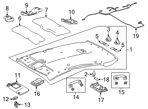 2018 Toyota Camry Interior Trim - Roof Dome Lamp Diagram for 81240-35020-B2