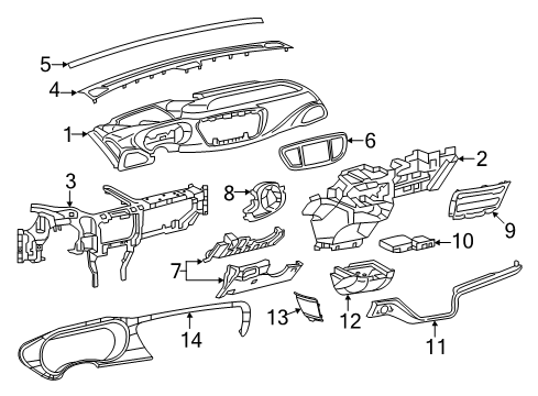 2017 Chrysler Pacifica Instrument Panel Components Bezel-Instrument Panel Diagram for 5SC91DX8AB