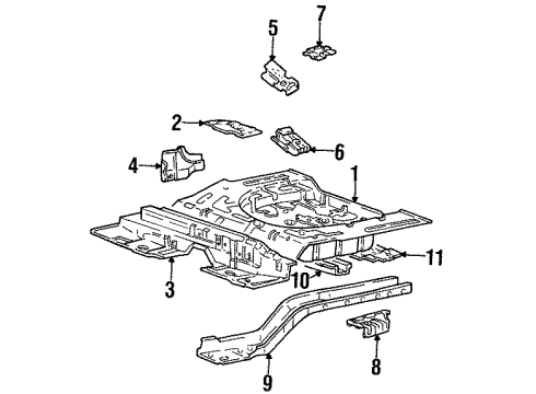 1997 Hyundai Elantra Rear Body - Floor & Rails GUSSET-Rear Package Tray Side Diagram for 65513-29000
