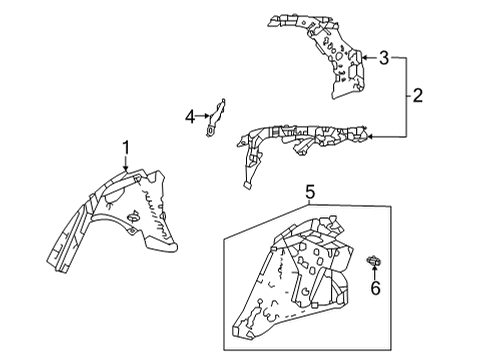 2022 Acura TLX Inner Structure - Quarter Panel SEPARATOR (OUTER) Diagram for 64369-TGV-A01