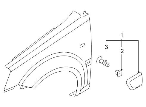 2009 Hyundai Accent Exterior Trim - Fender Moulding Assembly-Fender Waist Line, LH Diagram for 87711-1E000