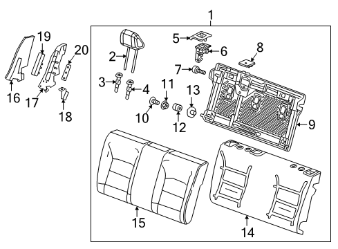 2016 Chevrolet Cruze Rear Seat Components Latch Diagram for 23400783