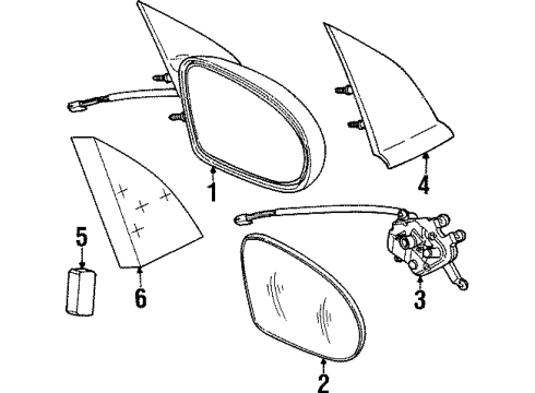 2001 Saturn SC2 Mirrors Mirror Asm-Outside Rear Ve *Black Diagram for 21097596