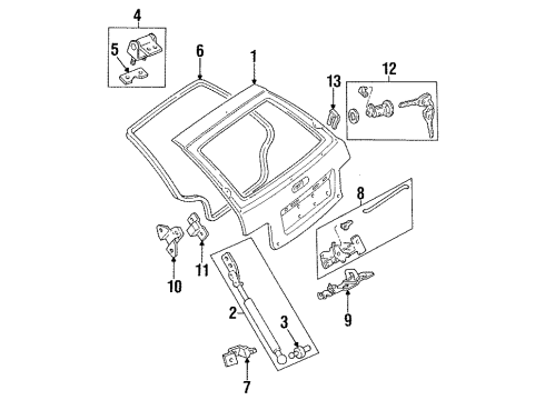 1997 Ford Aspire Gate & Hardware Hinge Diagram for F4BZ5842900A