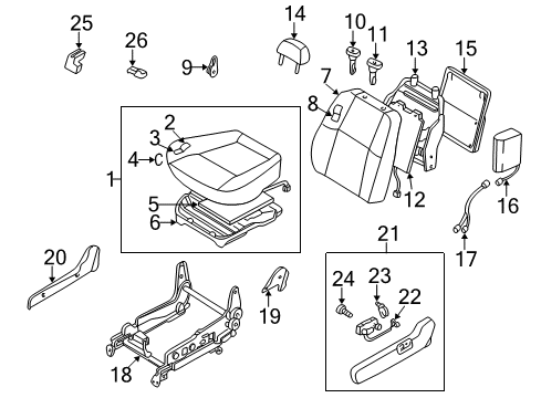 1999 Infiniti QX4 Front Seat Components Cushion Assy-Front Seat Diagram for 87350-1W301