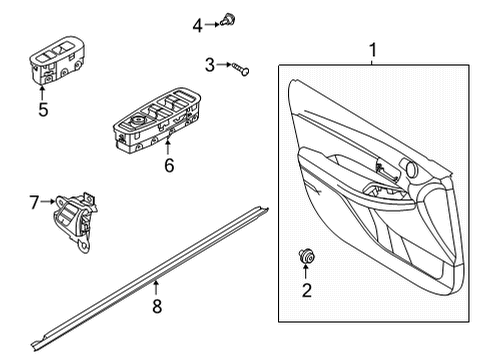 2022 Hyundai Sonata Interior Trim - Front Door Power Window Assist Switch Assembly Diagram for 93575-L1010-YTH