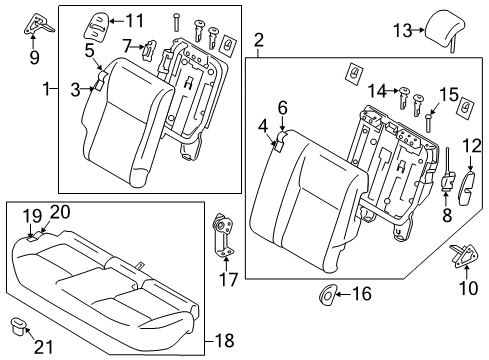 2011 Nissan Juke Rear Seat Components Pad-Rear Seat Back Diagram for 88611-1KA2A