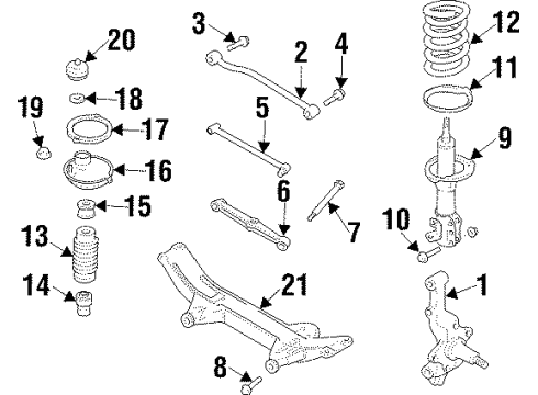 1998 Ford Escort Rear Suspension Components, Lower Control Arm, Stabilizer Bar Strut Diagram for 3U2Z-18125-HA