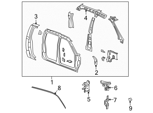 2007 Mitsubishi Raider Uniside Quarter Panel-Quarter Diagram for 55359480AA