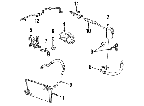 1992 Hyundai Scoupe A/C Condenser, Compressor & Lines Hose-Discharge Diagram for 97762-23060