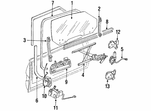 1987 Acura Legend Front Door Seal, Driver Side Door Trim (Off Black) Diagram for 72325-SG0-013ZA