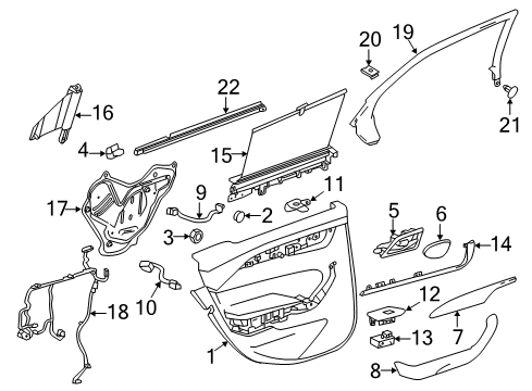 2019 Cadillac CTS Rear Door Upper Molding Diagram for 23456477