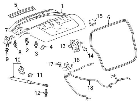 2018 Chevrolet Spark Lift Gate Lift Cylinder Diagram for 94532115