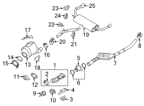 2012 BMW X5 Exhaust Components Catalytic Converter Diagram for 18327645232