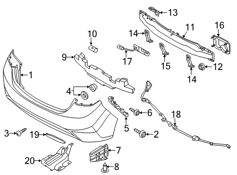 2012 Hyundai Elantra Rear Bumper Rear Bumper Cover Diagram for 86611-3Y000