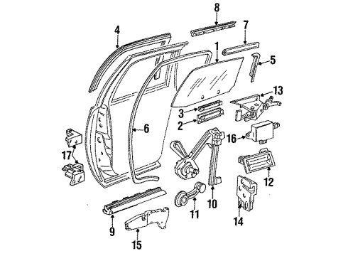 1994 Chevrolet Impala Rear Door Weatherstrip Asm-Rear Side Door Window Diagram for 10263321