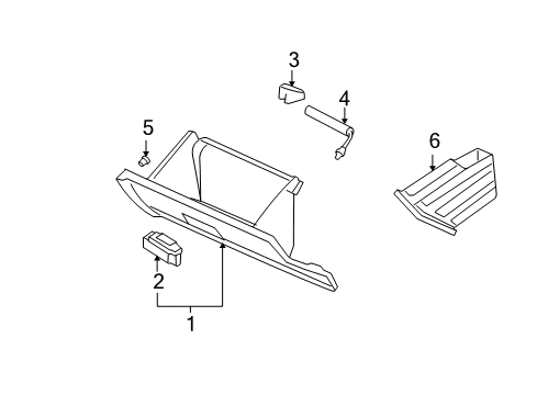 2007 Mercury Milan Glove Box Latch Assembly Diagram for 6E5Z-5406072-AC