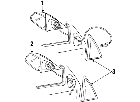 1998 Oldsmobile Achieva Outside Mirrors Mirror Asm-Outside Rear View Diagram for 22605942