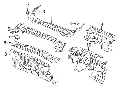 2017 Honda Civic Cowl Dashboard Upper C Diagram for 61100-TBA-A00ZZ