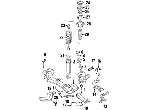 1992 Nissan 300ZX Front Suspension Components, Lower Control Arm, Stabilizer Bar Strut Mounting Insulator Assembly Driver Side Diagram for 54321-30P00