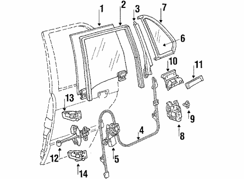 1988 BMW 325 Rear Door Rear Right Window Regulator Diagram for 51371935644