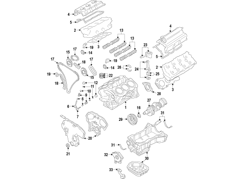 2016 Nissan GT-R Engine Parts, Mounts, Cylinder Head & Valves, Camshaft & Timing, Variable Valve Timing, Oil Cooler, Oil Pan, Oil Pump, Crankshaft & Bearings, Pistons, Rings & Bearings Piston, W/PIN Diagram for A2010-JF02A