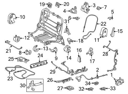 2010 Lexus LX570 Third Row Seats Recliner Cover Diagram for 71844-60090-C0