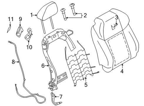 2022 Toyota GR86 Front Seat Components Seat Back Pad Diagram for SU003-09764