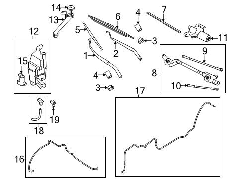 2009 Nissan Rogue Wiper & Washer Components Windshield Wiper Arm Assembly Diagram for 28886-JM00A