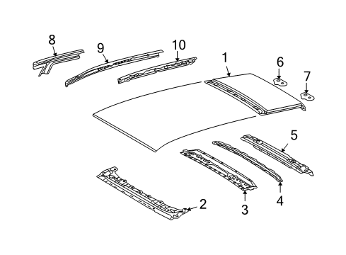 2014 Toyota Venza Roof & Components Roof Panel Diagram for 63113-0T010