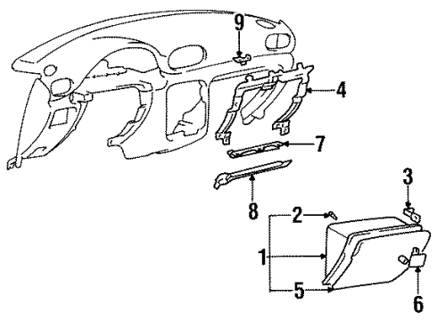 1997 Hyundai Accent Glove Box Lock Assembly-Glove Box Diagram for 81520-22000-FK