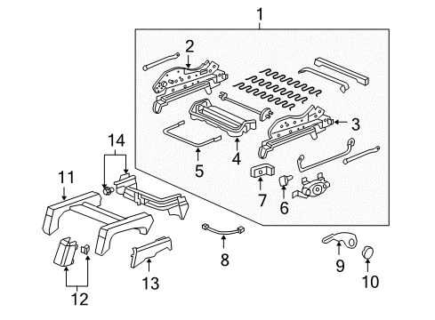 2005 Honda Odyssey Tracks & Components Adjuster, L. FR. Seat Slide (Inner) Diagram for 81670-SHJ-A01