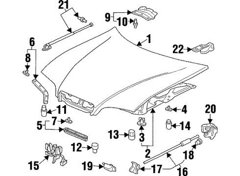 1997 Acura TL Hood & Components Cushion, Hood (30MM) Diagram for 91601-SZ5-000