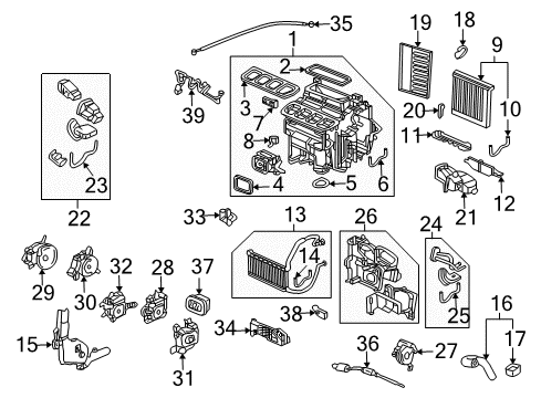 2005 Acura RL Heater Core & Control Valve Motor Assembly, Rear Vent Diagram for 79180-SJA-A01