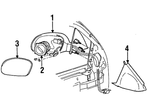 1999 Mercury Sable Mirrors Mirror Diagram for XF1Z-17682-AAB