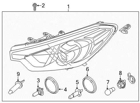 2015 Kia Forte Koup Headlamps Passenger Side Headlight Assembly Diagram for 92102A7210