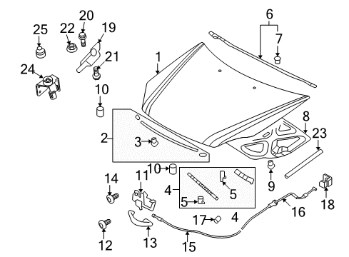 2010 Kia Optima Anti-Theft Components Cover-Hood Latch Diagram for 811952G000