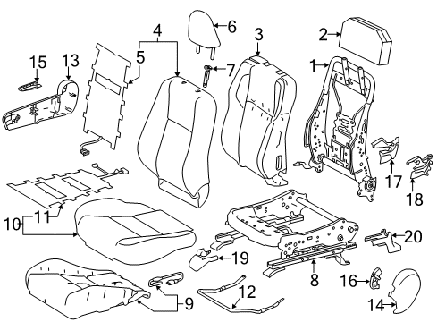 2016 Toyota RAV4 Passenger Seat Components Seat Cushion Diagram for 71511-0R080
