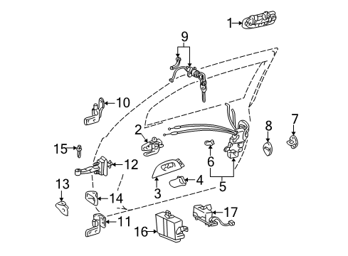 2002 Lexus GS300 Front Door - Lock & Hardware Front Door Outside Handle Assembly, Left Diagram for 69220-30250-E2