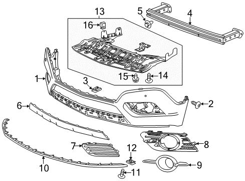 2015 Buick Encore Front Bumper Splash Shield Diagram for 94550786