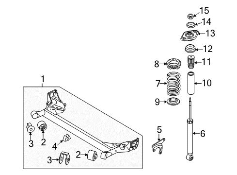2009 Kia Rio5 Rear Axle, Suspension Components Bush-Trail Arm Diagram for 551601E000