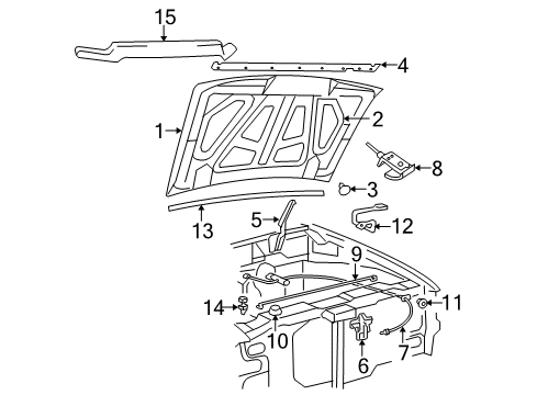 2008 Ford Ranger Hood & Components Hood Bumper Diagram for -N805277-S