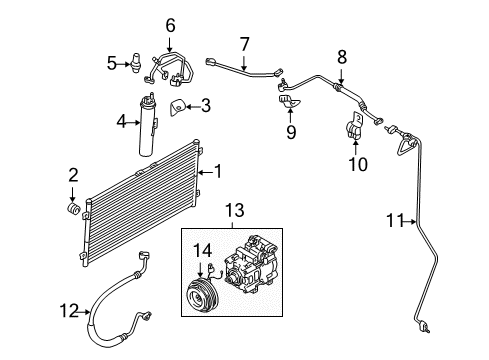 2004 Kia Sedona Air Conditioner EVAPORATOR Assembly Diagram for 1K52Y61C02B