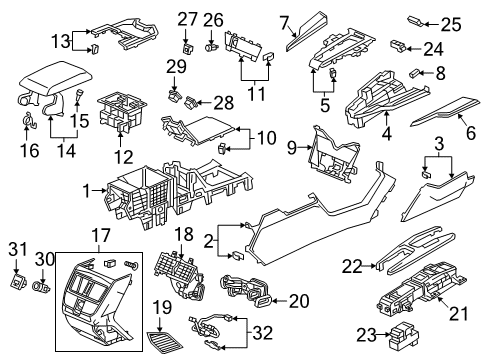 2018 Honda Clarity Parking Brake Console Tray*NH900L* Diagram for 83435-TRT-003ZA