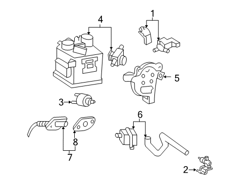 2003 Lexus LX470 Emission Components CANISTER Assembly Charcoal Diagram for 77740-60440