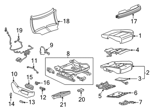 2021 Cadillac Escalade ESV Lumbar Control Seats Adjuster Diagram for 84832857